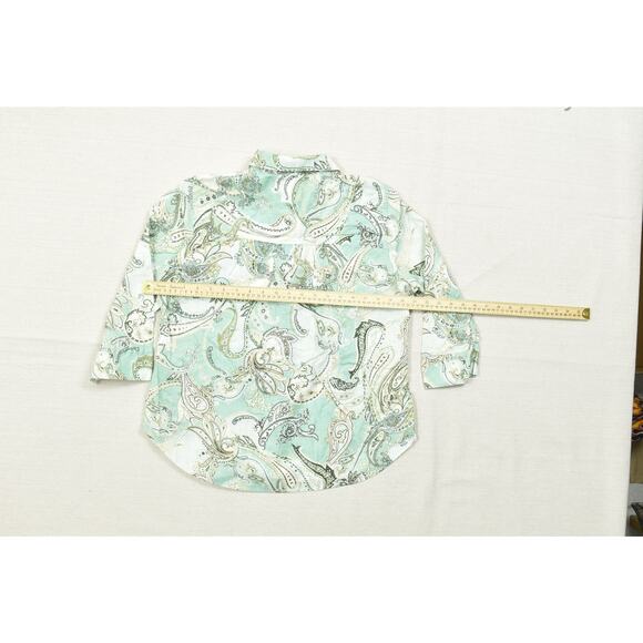 Chico's No-Iron FreshChic Paisley Linen Top Regular Size 1 (8/10) Button Up - Picture 4 of 8